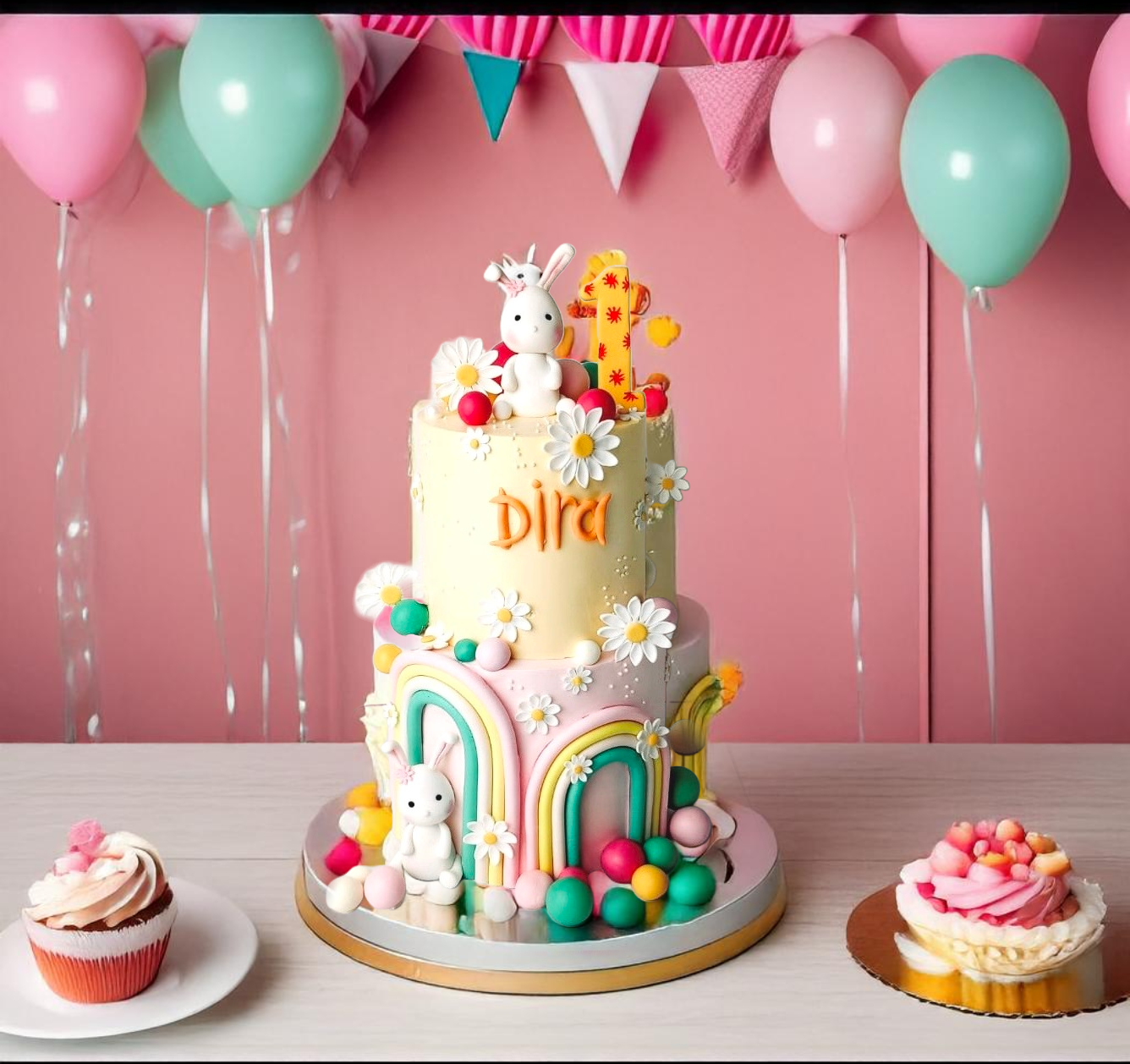 2 Tier 1st Birthday Cake