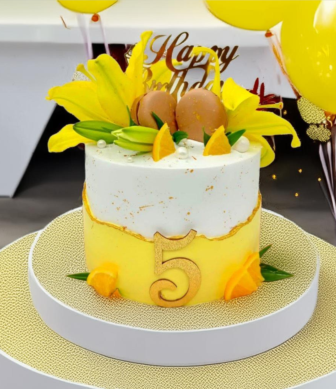 Floral Macaroon Birthday Cake