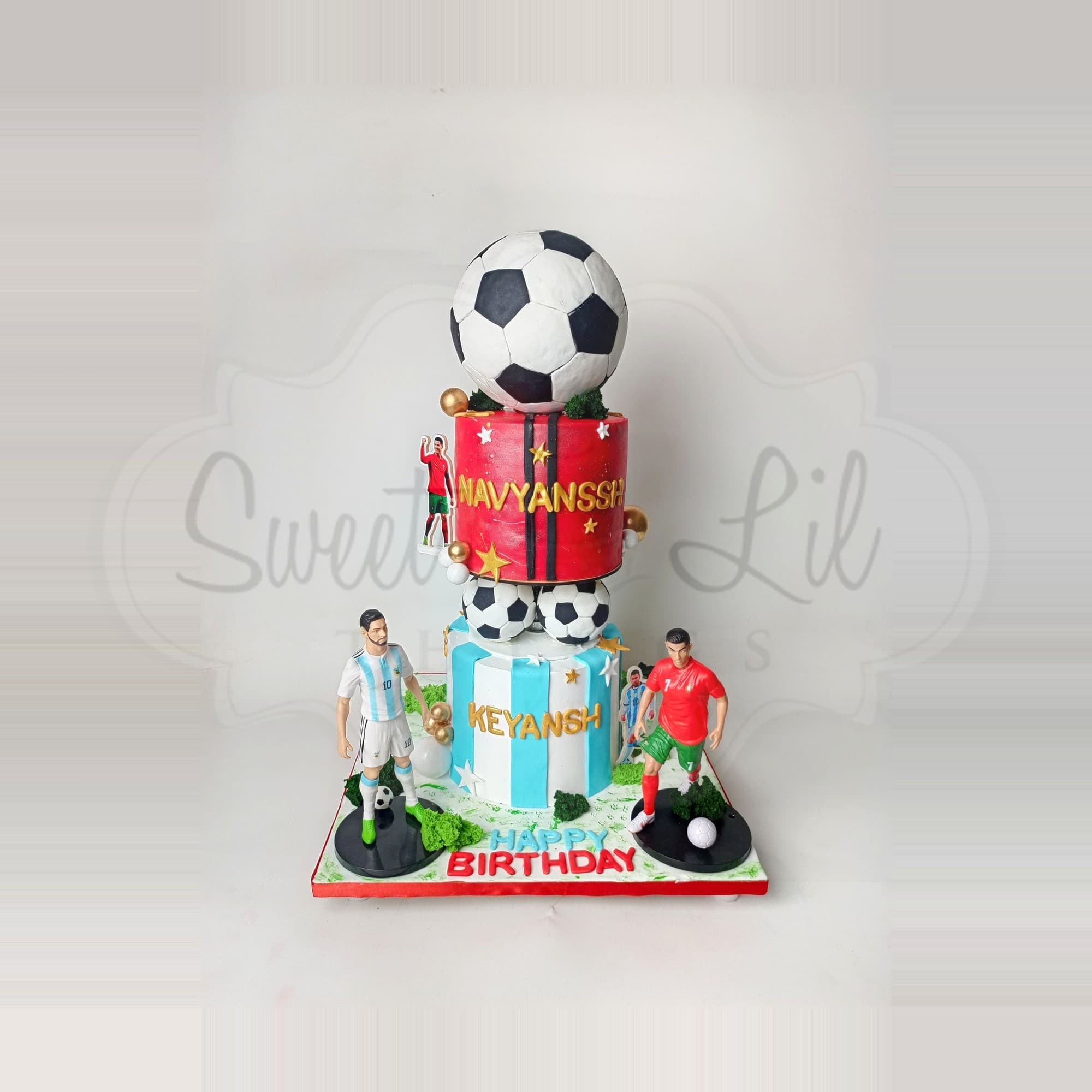 2 Tier Football Legends Birthday Cake