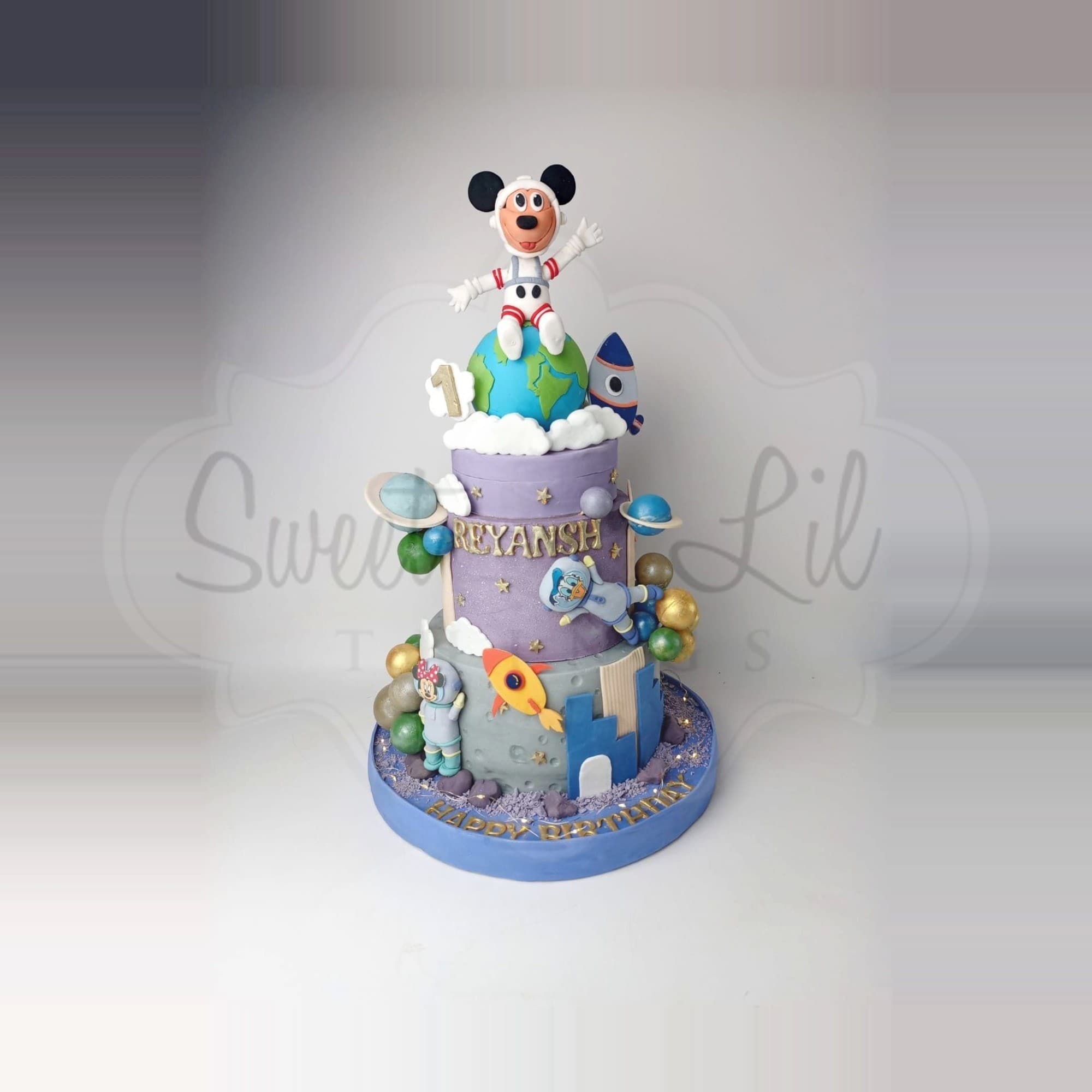 3 Tier Mickey Mouse Space Birthday Cake