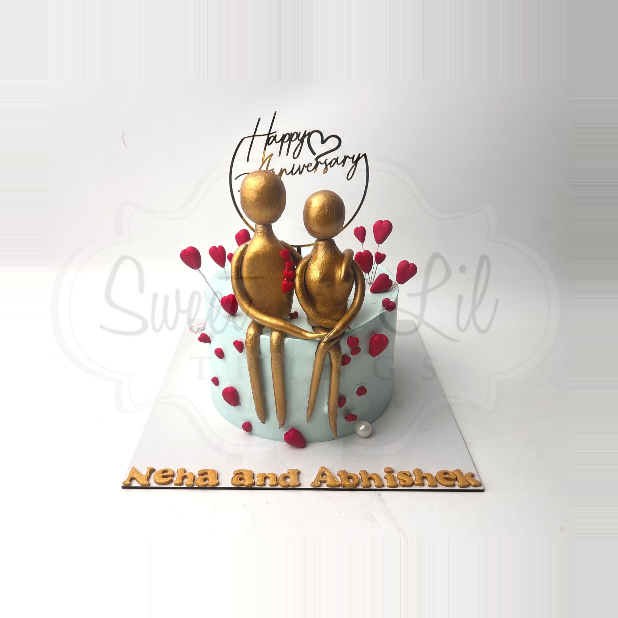 Gold Couple Anniversary Cake