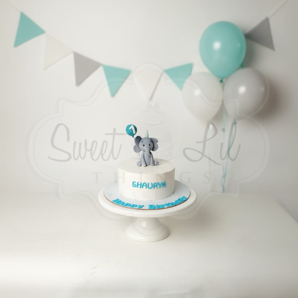 Baby Elephant First Birthday Cake
