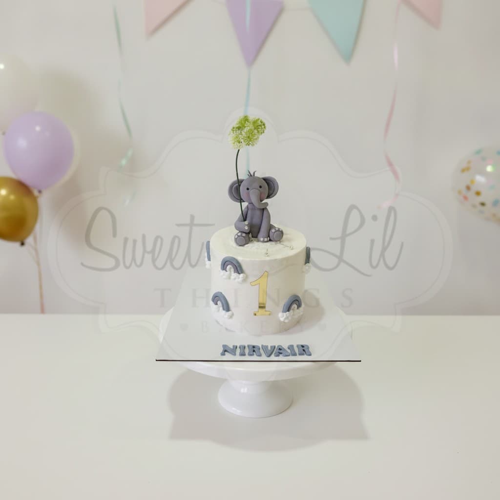 Baby Elephant First Birthday Cake