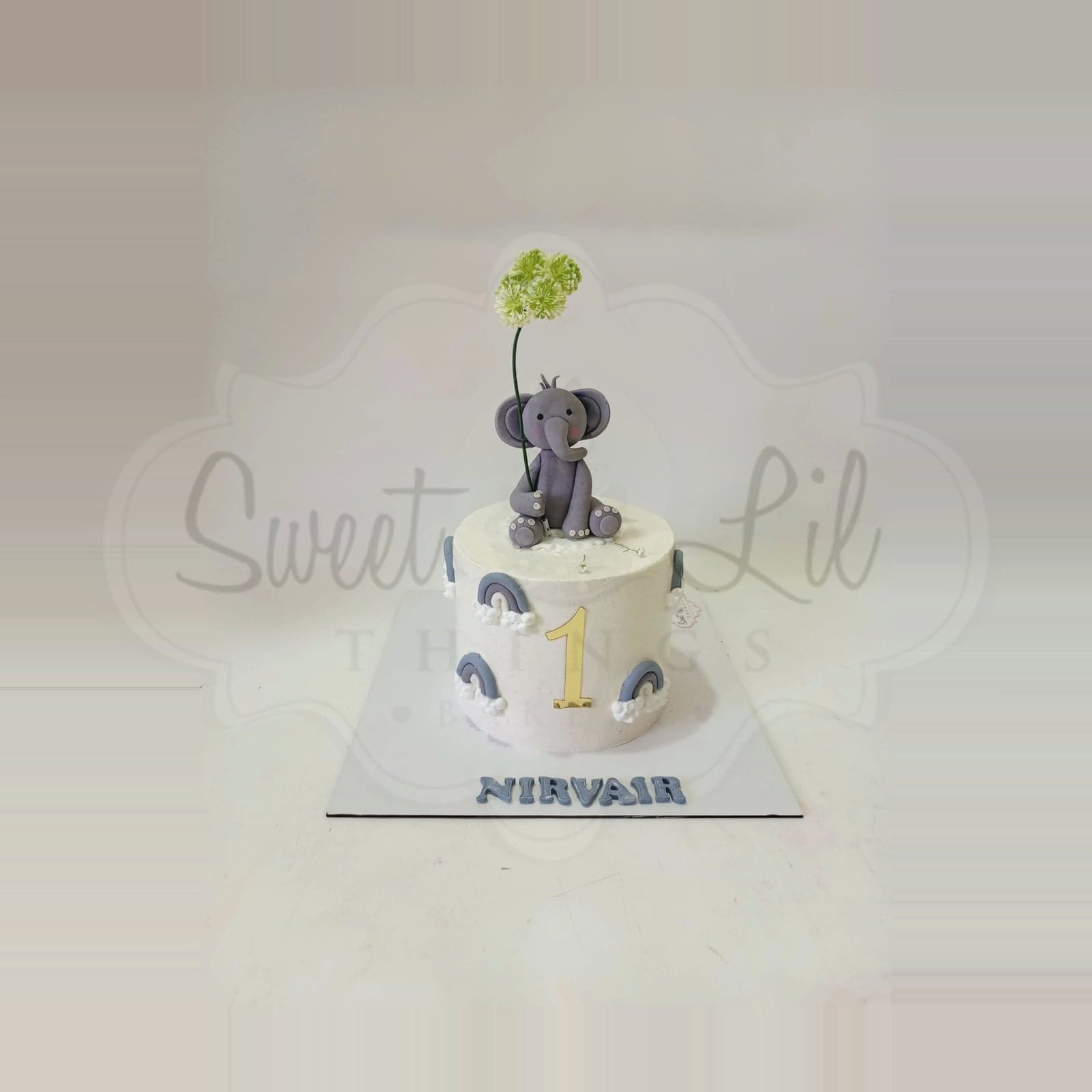 Baby Elephant First Birthday Cake photo 2