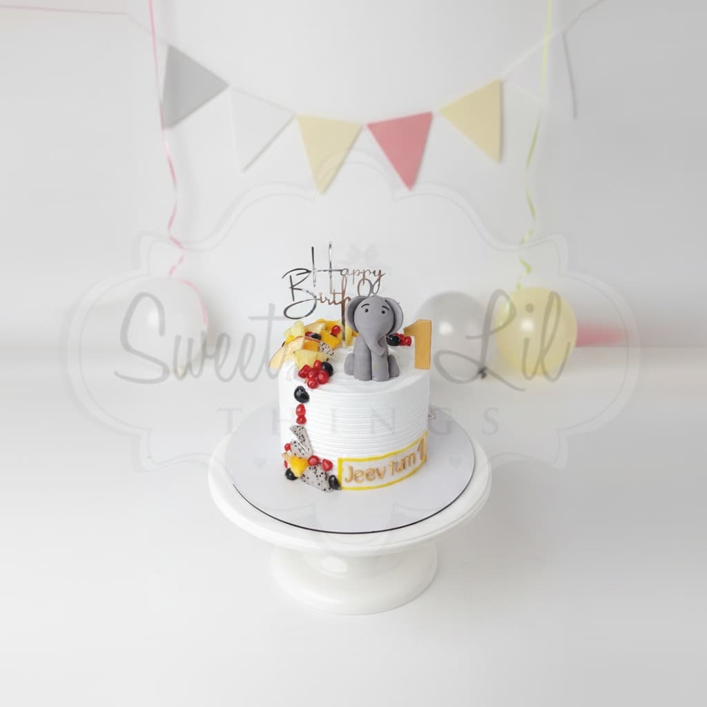 Baby Elephant First Birthday Cake