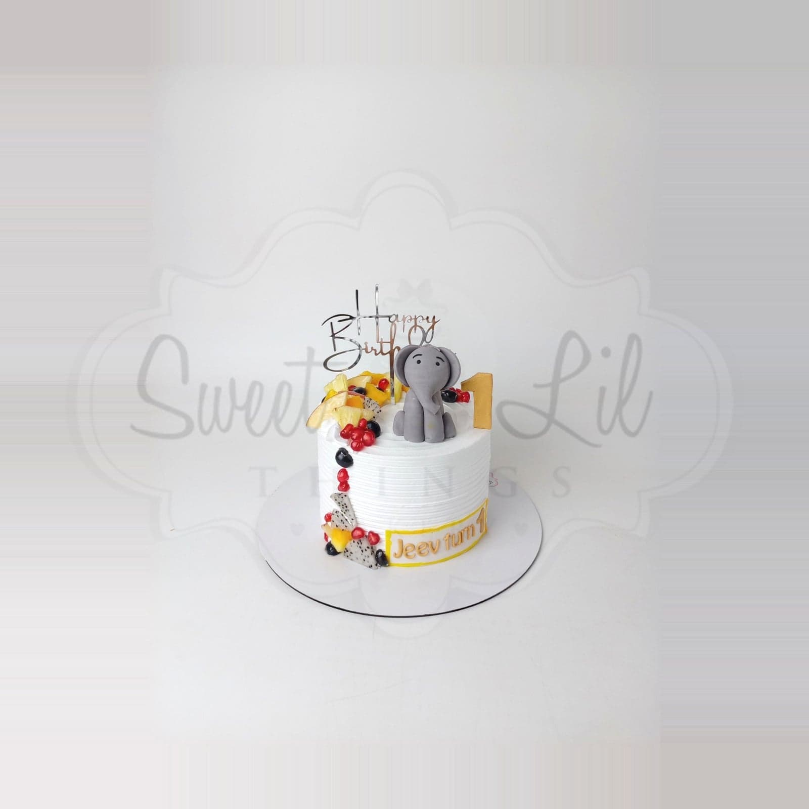 Baby Elephant First Birthday Cake photo 2