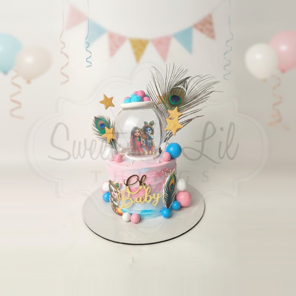 Radha Krishna baby shower cake