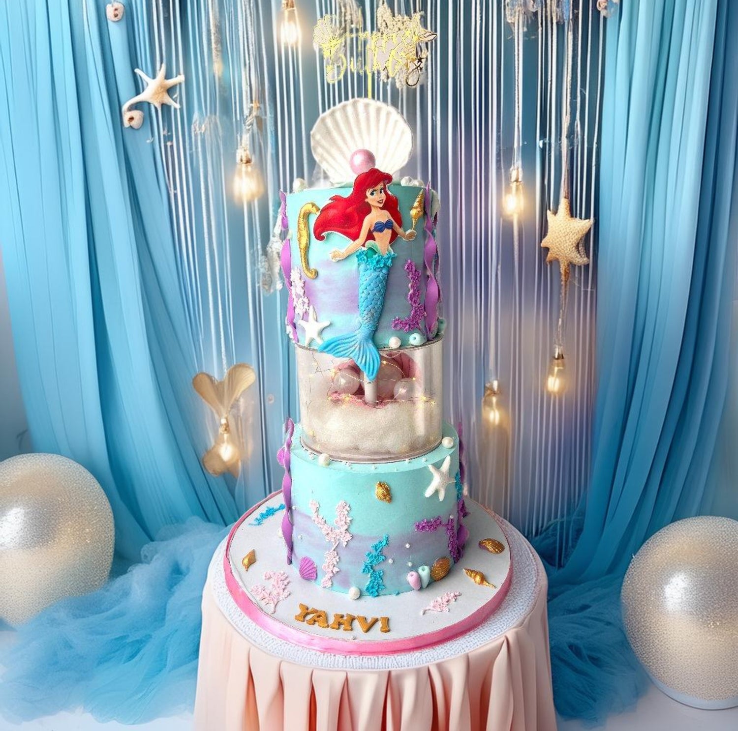 Ariel Mermaid Princess Birthday Cake