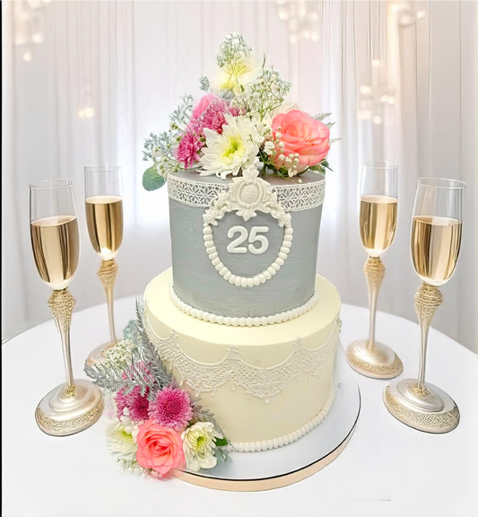2 Tier 25th Anniversary Cake