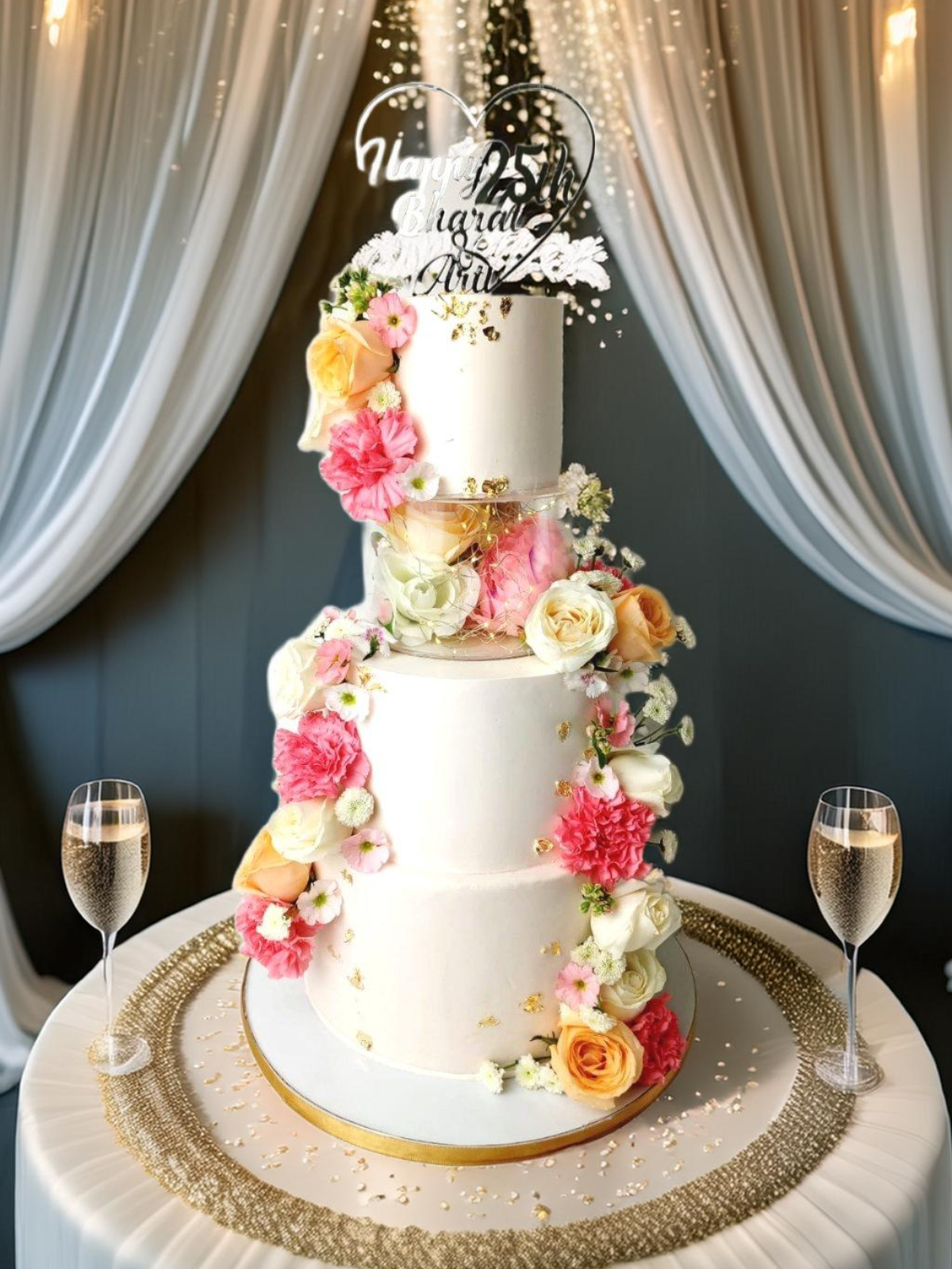 3 Tier 25th Anniversary Cake