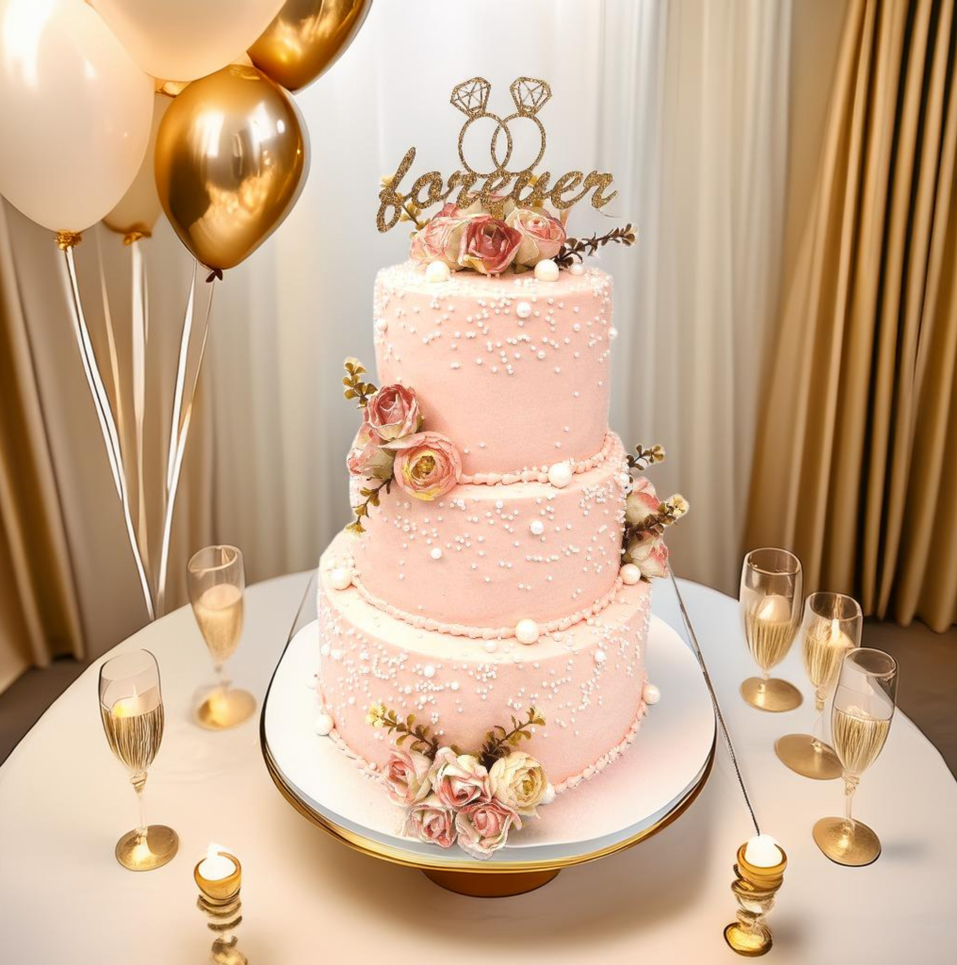 3 Tier Elegant Engagement Cake