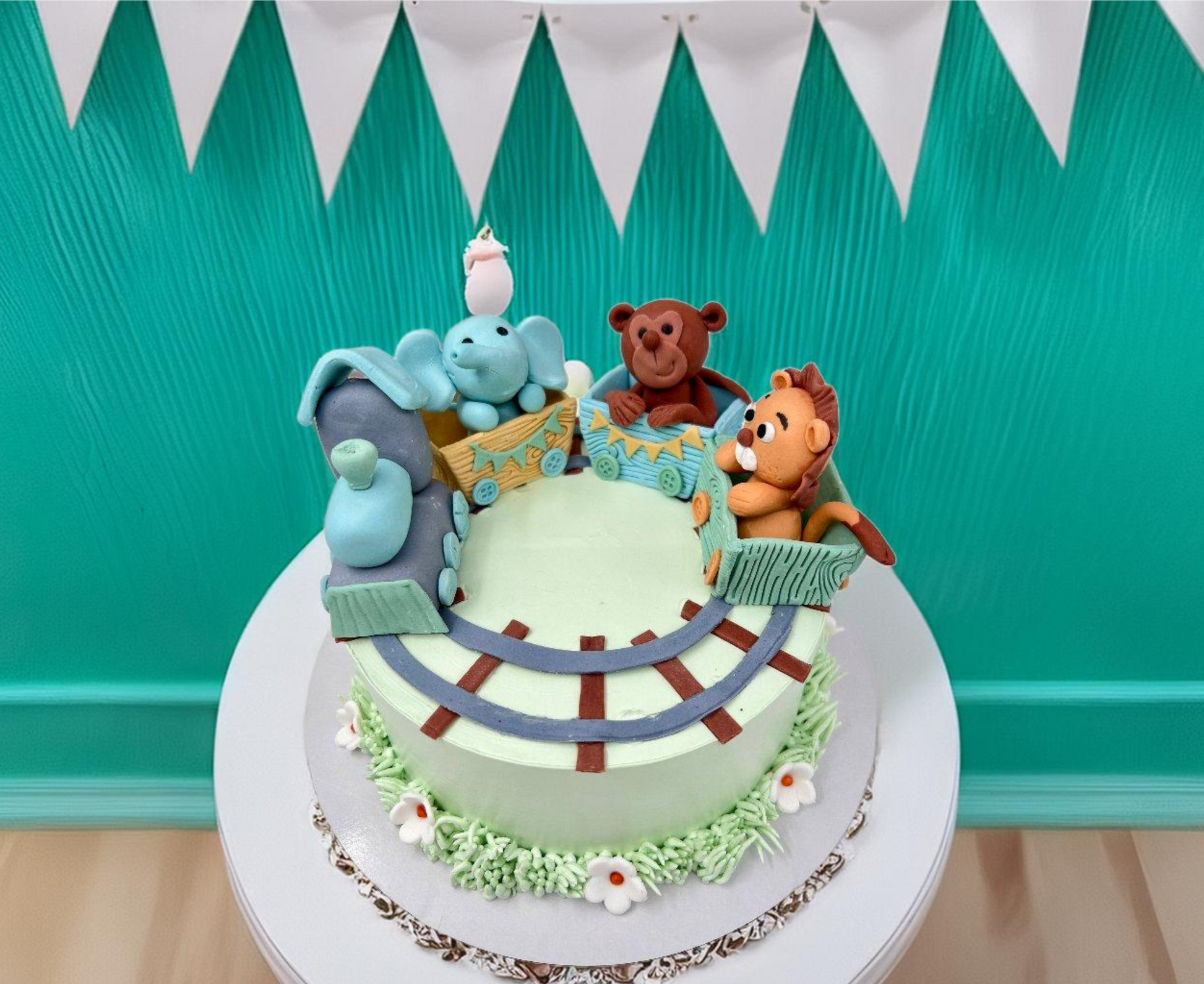 Animal Train Birthday Cake
