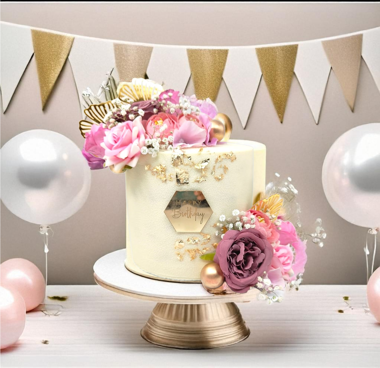 Gold Leaf Birthday Cake