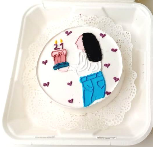 Lady with Cake Bento Cake