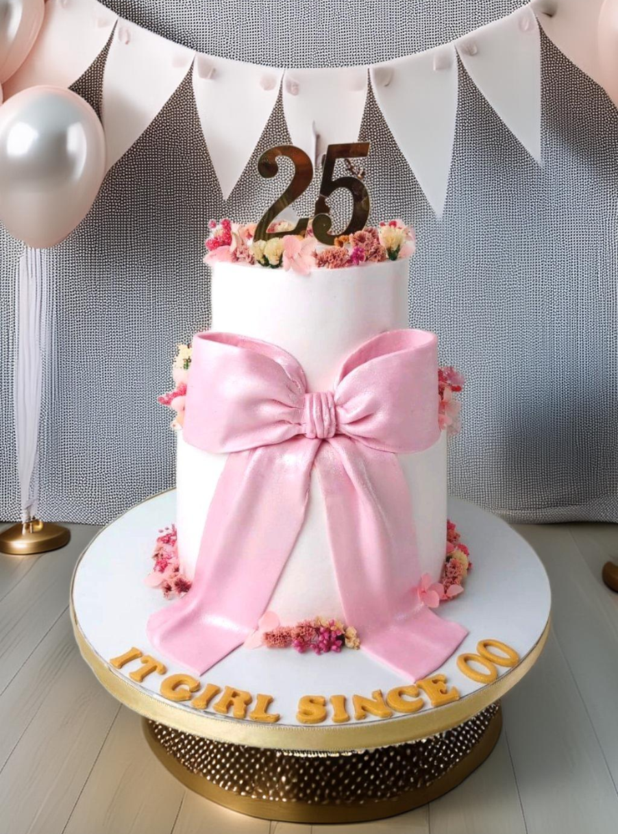 Pink Bow Birthday Cakes