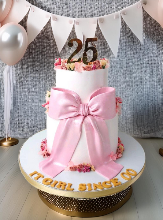 Pink Bow Birthday Cakes