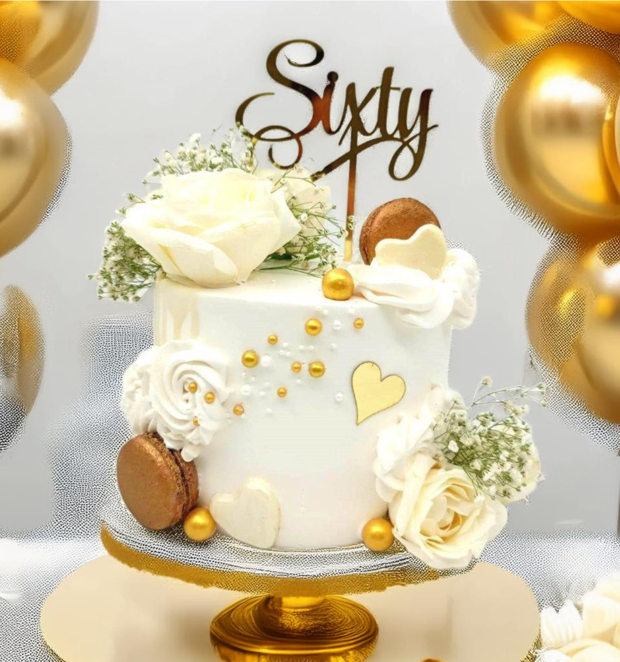 Floral Macaroon Birthday Cake